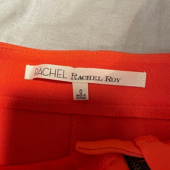 NEW Rachel Mini Skirt 0 Apron Pockets Coral Orange Red Retro Mod Zip Front - Picture 9 of 13